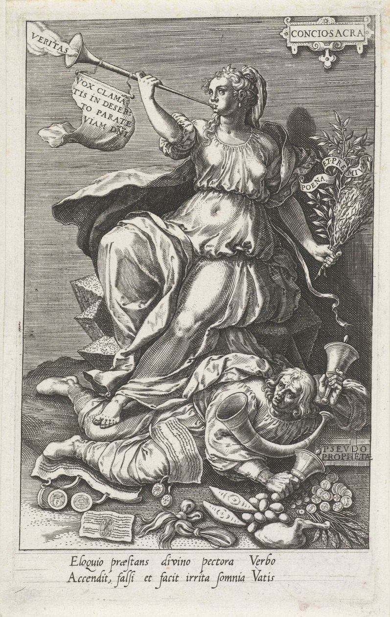 Gewissen (Conciosacra) überwindet falsche Propheten (Pseudo prophetae) von Johann Sadeler (I)