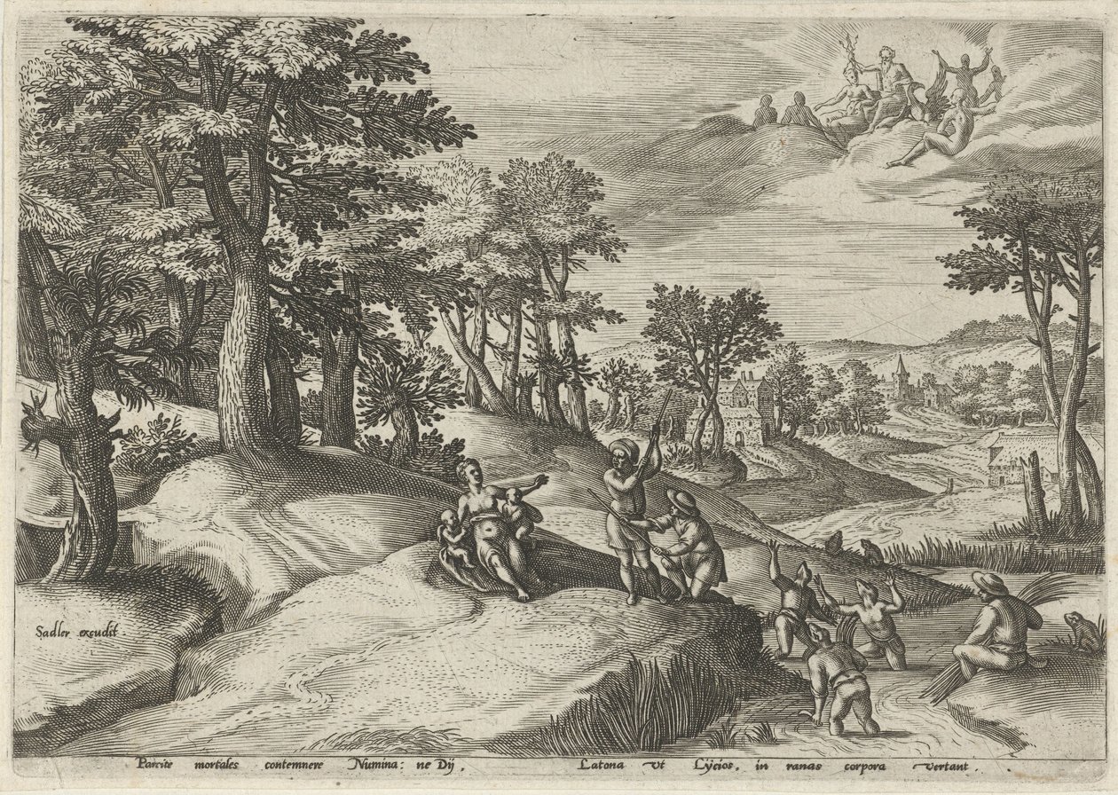 Leto (Latona) verwandelt die Lycier in Frösche von Johann Sadeler (I)
