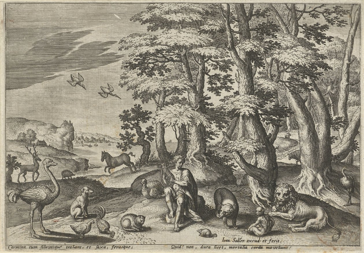 Orpheus, musizierend für die Tiere von Johann Sadeler (I)