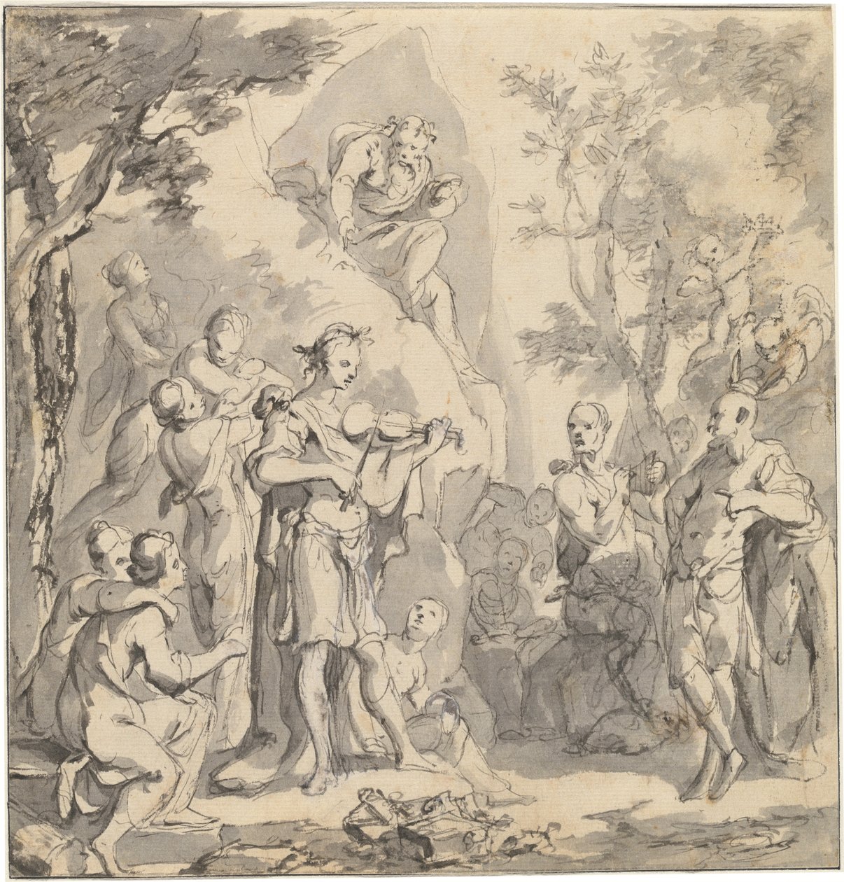 Der Wettstreit zwischen Apollo und Pan vor König Midas von Johann Spillenberger