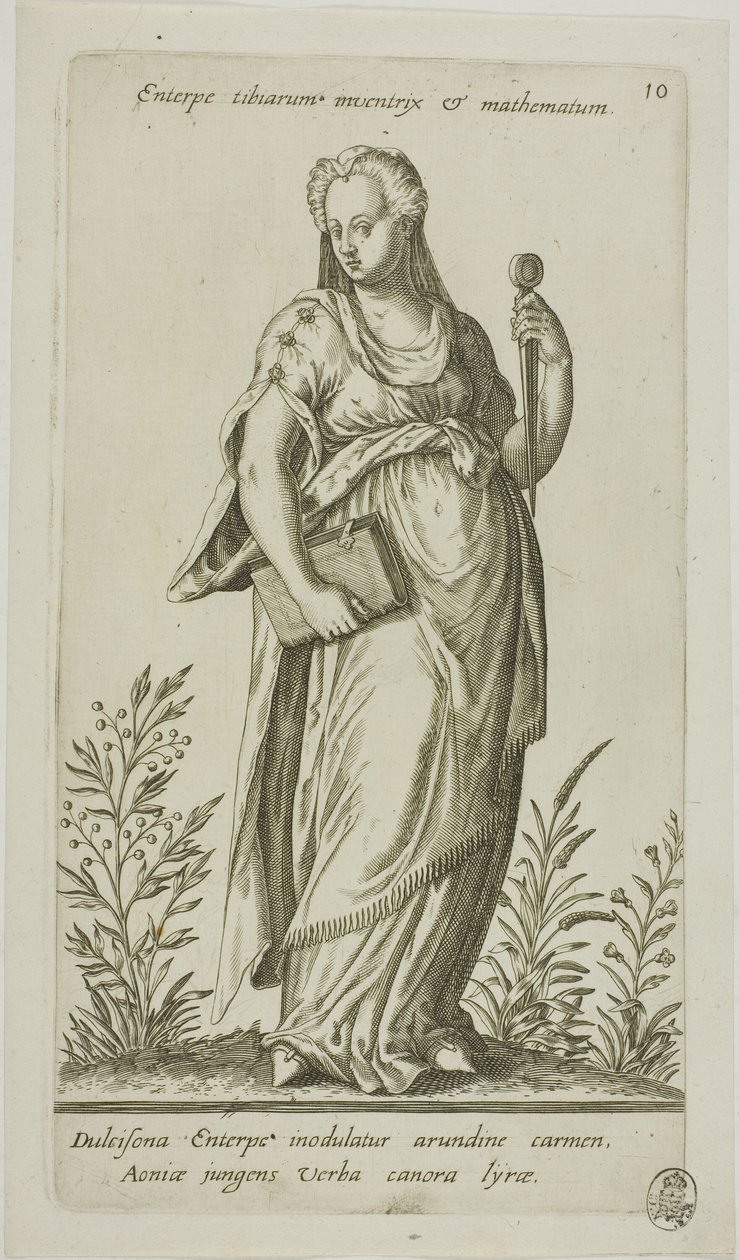 Enterpe, Muse der Musik, Tafel 10 aus Parnassus Biceps von Johann Theodor de Bry