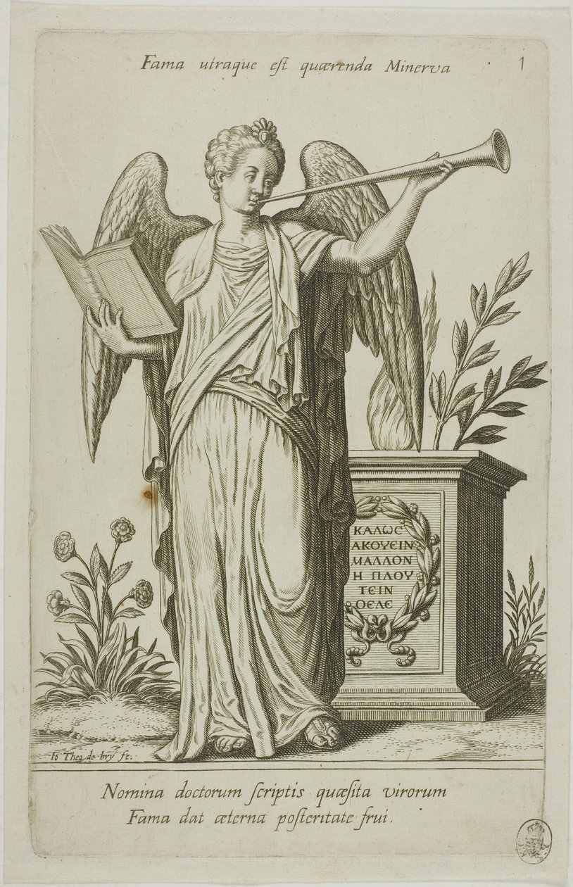 Ruhm, Tafel 1 aus Parnassus Biceps von Johann Theodor de Bry