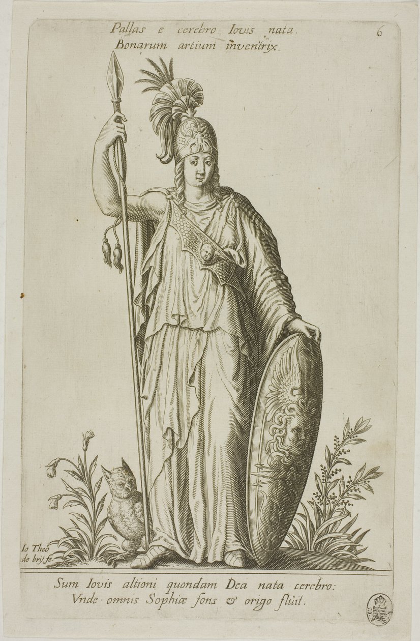 Pallas Athene, Platte 6 aus Parnassus Biceps von Johann Theodor de Bry