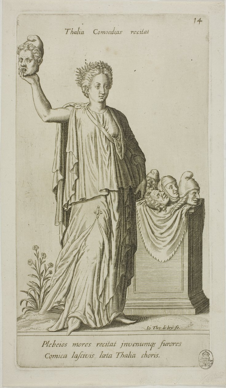 Thalia, Muse der Komödie, Tafel 14 aus Parnassus Biceps von Johann Theodor de Bry