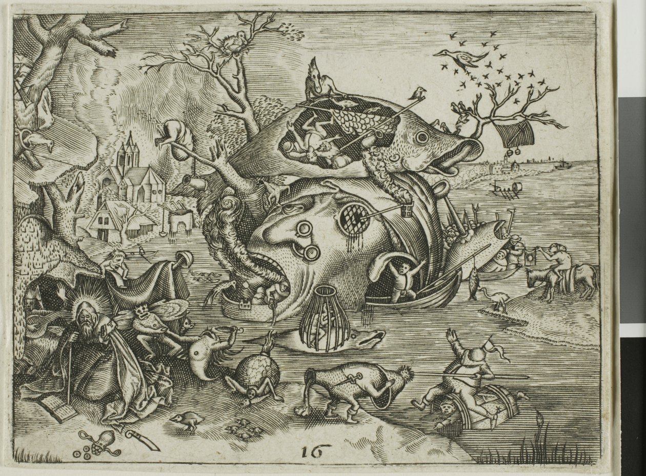 Die Versuchung des heiligen Antonius, Tafel 16 aus den Emblemata Secularia von Johann Theodor de Bry