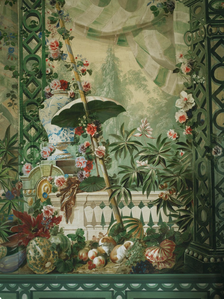 Gartenszene mit Sonnenschirm und prächtigem Zelt von Johann Wenzel Bergl