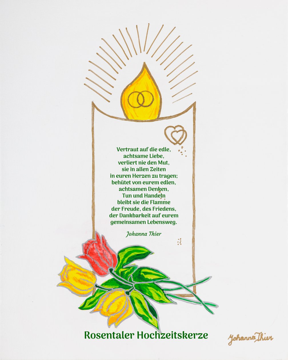 Rosentaler Hochzeitskerze von Johanna Thier