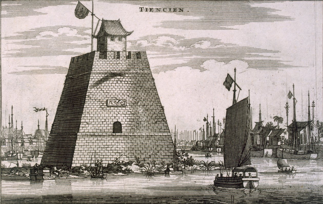 Das Fort am Hafen von Tientsin, 1665 von Johannes Nieuhoff