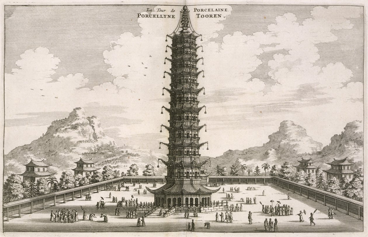 Der Porzellanturm, aus einem Bericht einer niederländischen Botschaft nach China, 1665, geschrieben und illustriert von Johannes Nieuhof und veröffentlicht von Jacob van Meurs von Johannes Nieuhoff