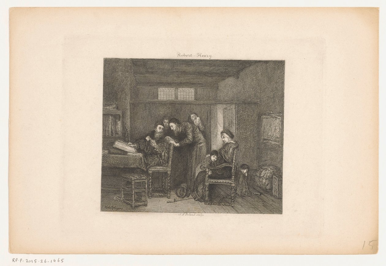 Interieur mit einem Administrator hinter seinem Schreibtisch von Johannes Arnoldus Boland