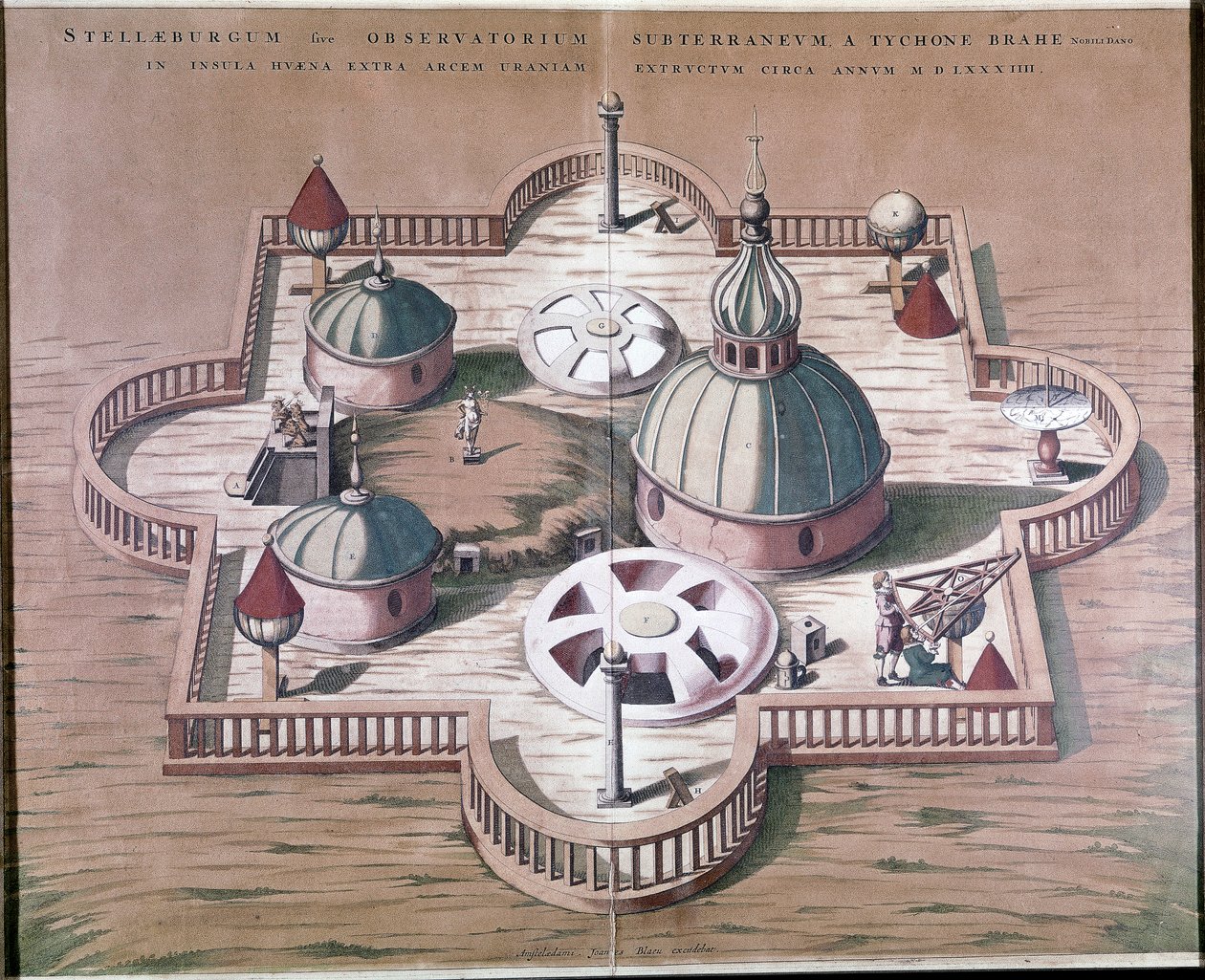 Tycho Brahes Observatorium, Druck von Johannes Blaeu