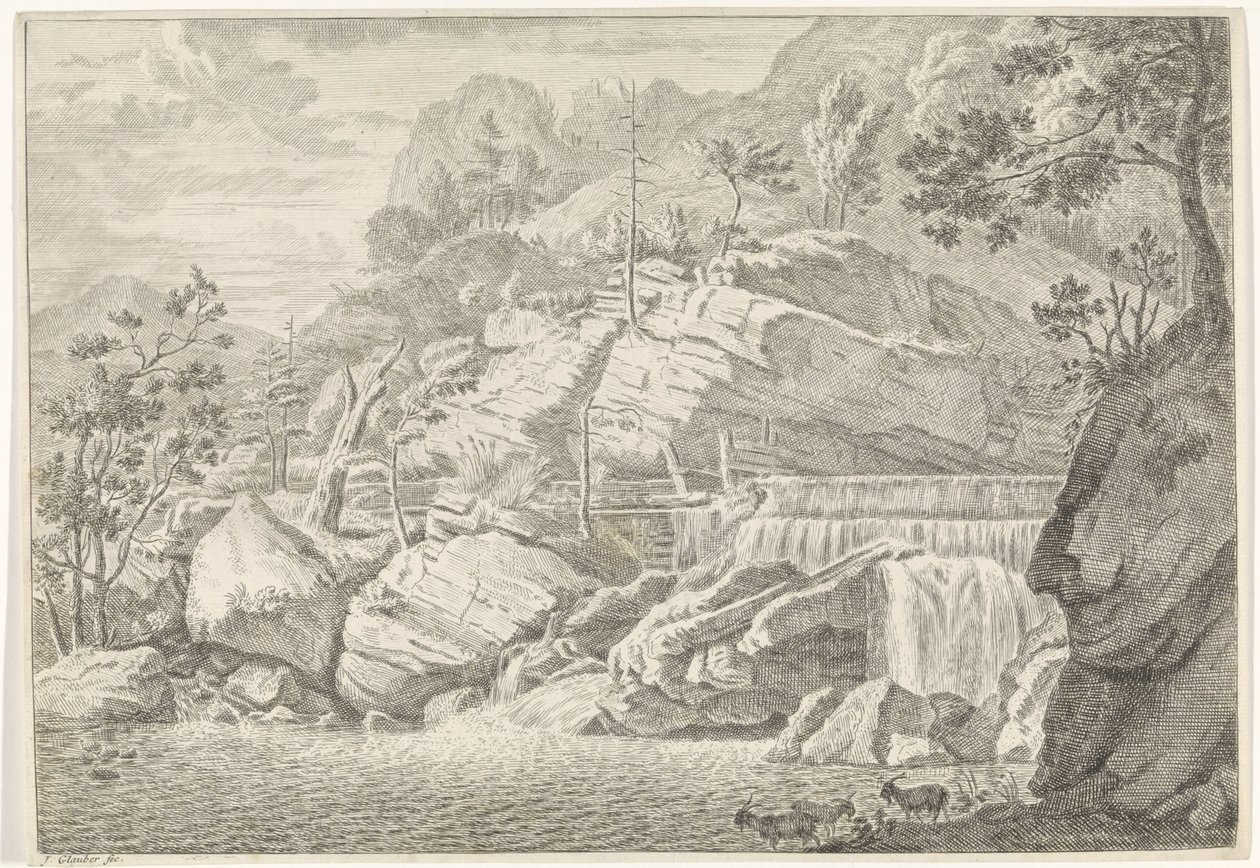 Ansicht des großen Wasserfalls von Chartreuse von Johannes Glauber