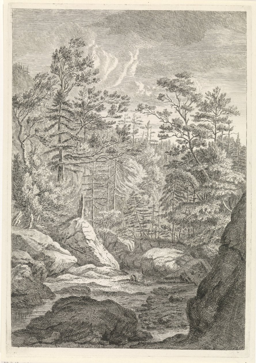 Schlucht mit Bäumen und einem Bach Landschaften im Chartreuzer-Gebirge (Serientitel) von Johannes Glauber