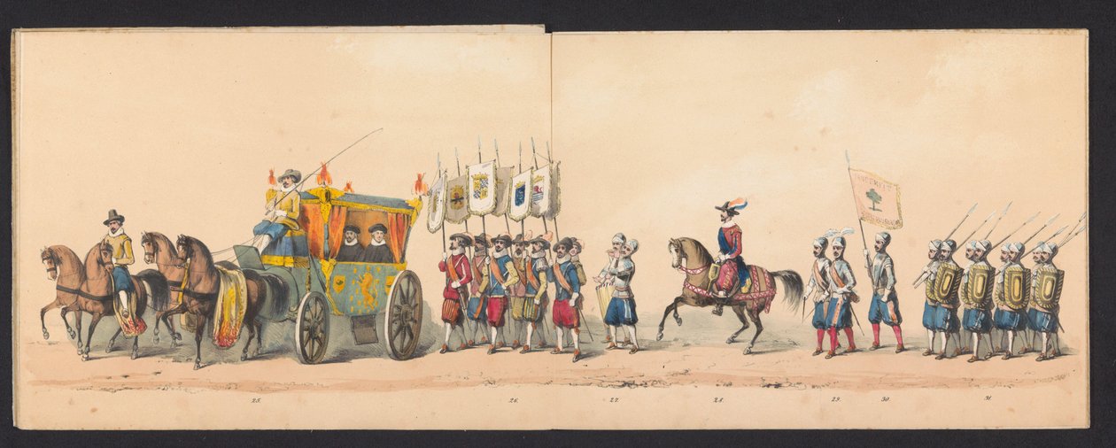 Historische optocht door studenten van de Groningse Hogeschool, 1850 (plaat 4) von Johannes Hermanus van de Weijer