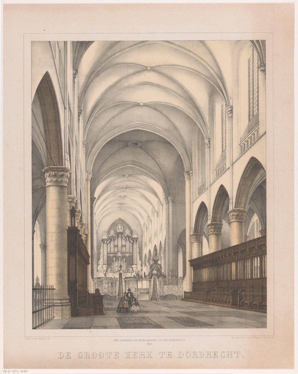 Innenraum der Grote Kerk in Dordrecht von Johannes Hermanus van der Heijden