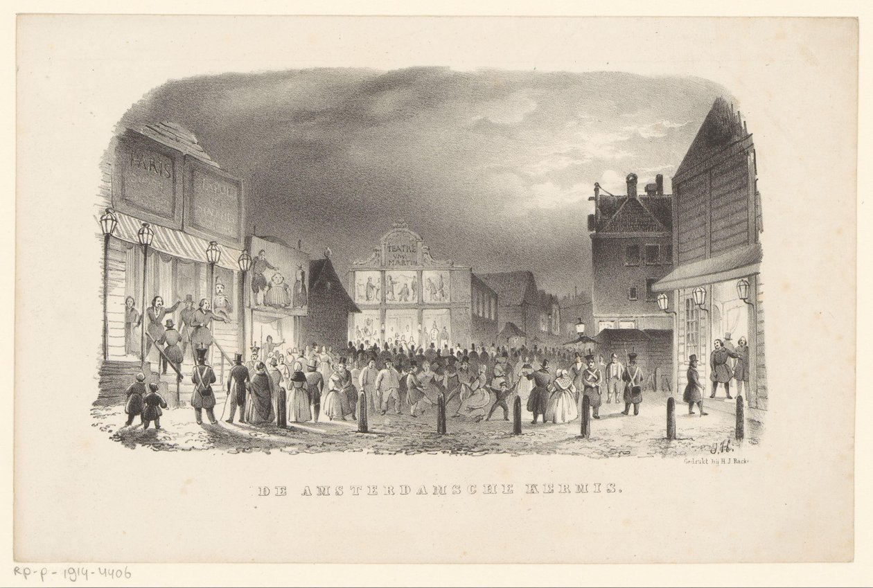 Jahrmarkt auf dem Botermarkt in Amsterdam von Johannes Hilverdink