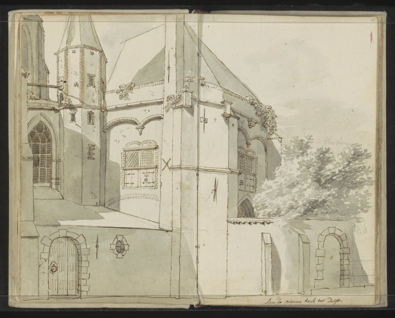 Zijaanzicht van de Nieuwe Kerk te Delft von Johannes Huibert Prins