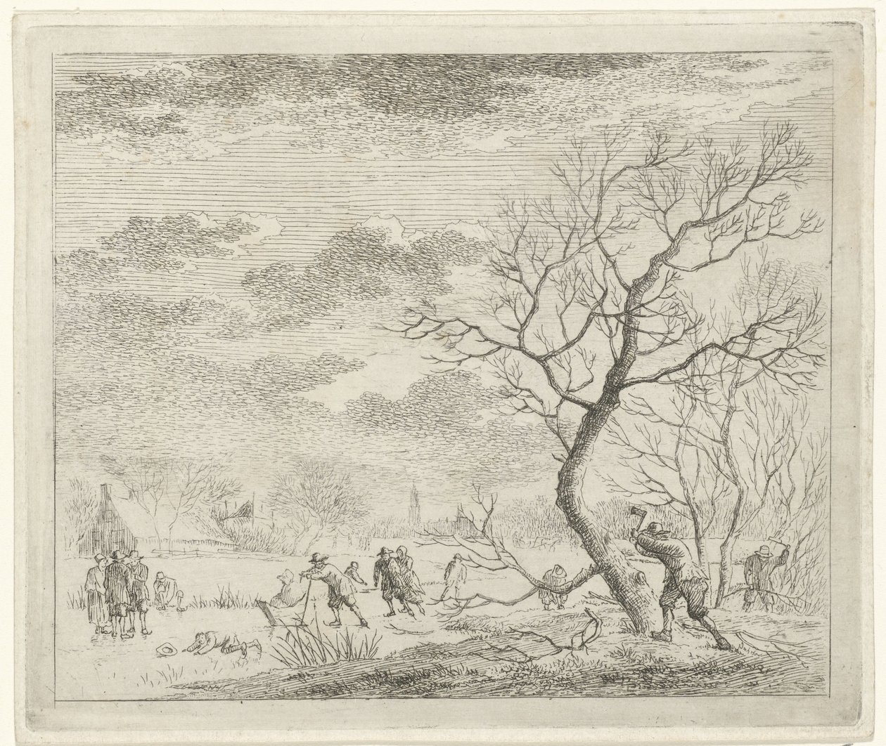 Winterlandschaft mit Schlittschuhläufern von Johannes Janson