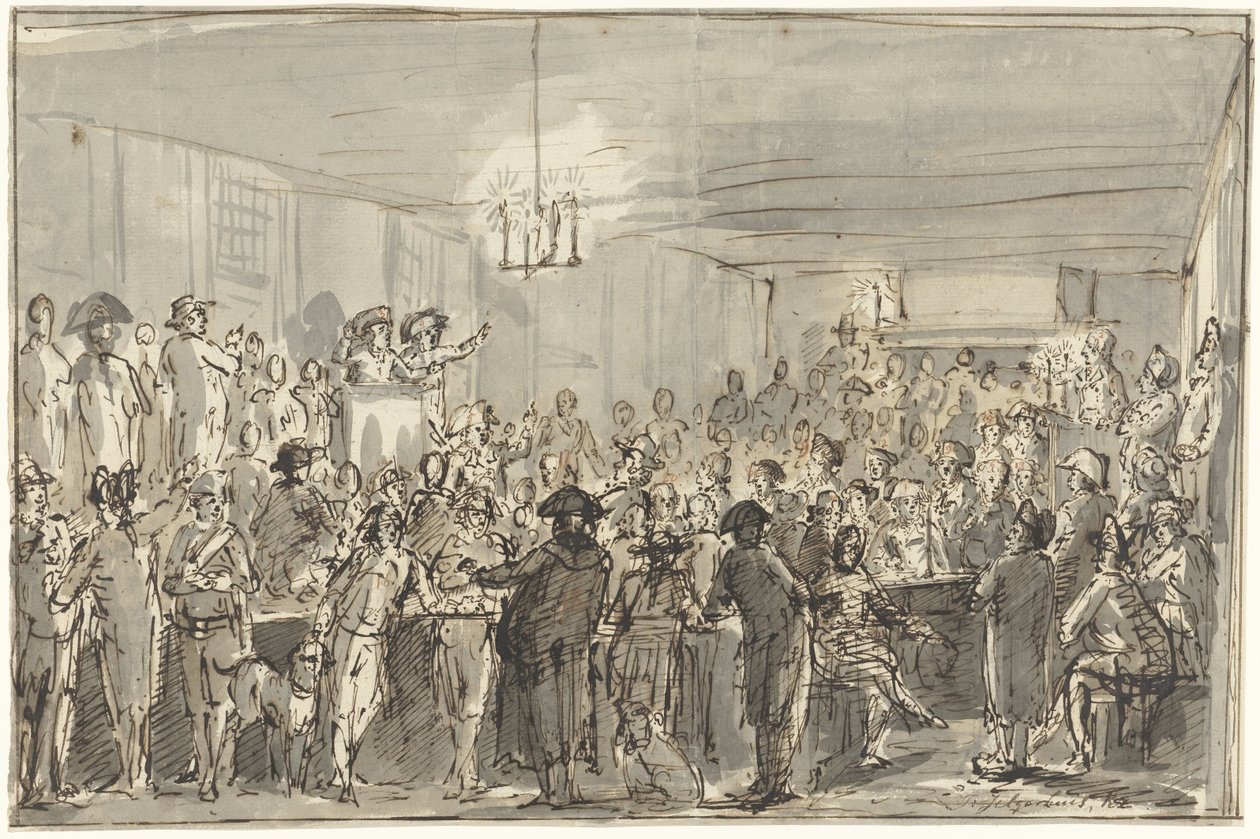 Eine revolutionäre Versammlung in Delft im Jahr 1795 von Johannes Jelgerhuis