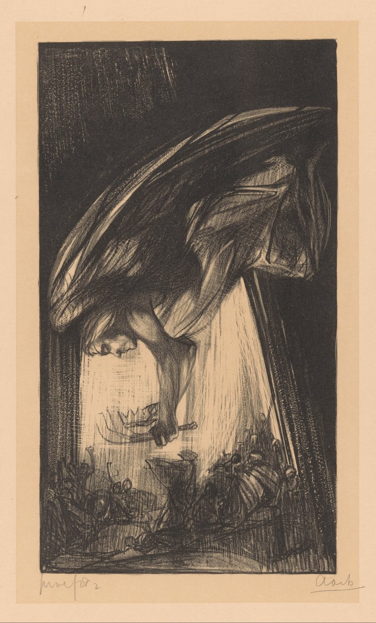 Engel über Menschenmenge von Johannes Josephus Aarts (signed by artist)