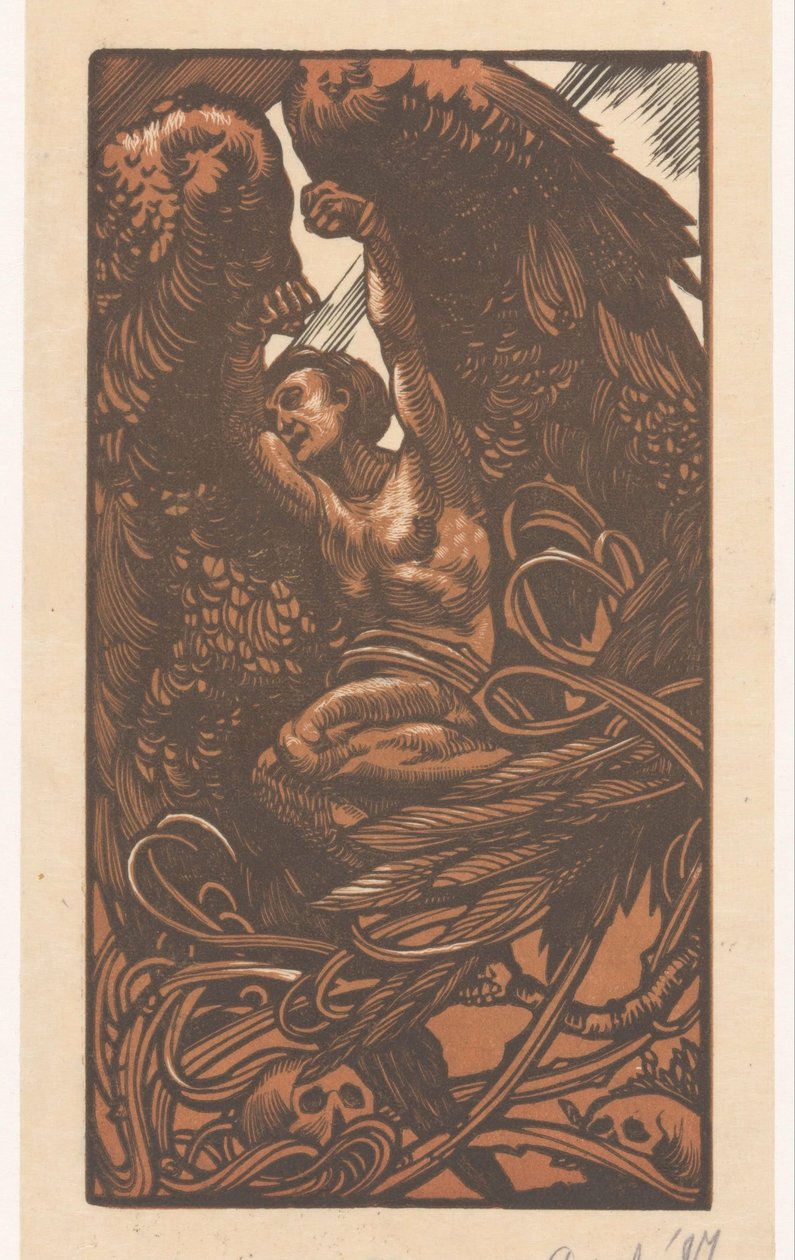 Geflügelte Frau mit Schädeln von Johannes Josephus Aarts (signed by artist)