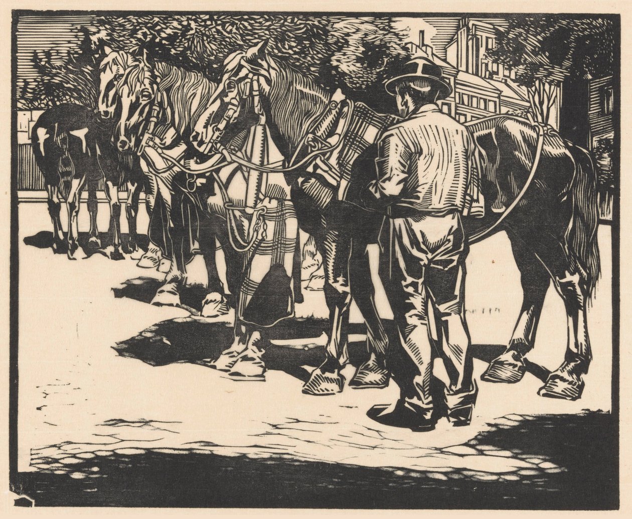 Reitpferde auf einem Platz von Johannes Josephus Aarts (signed by artist)