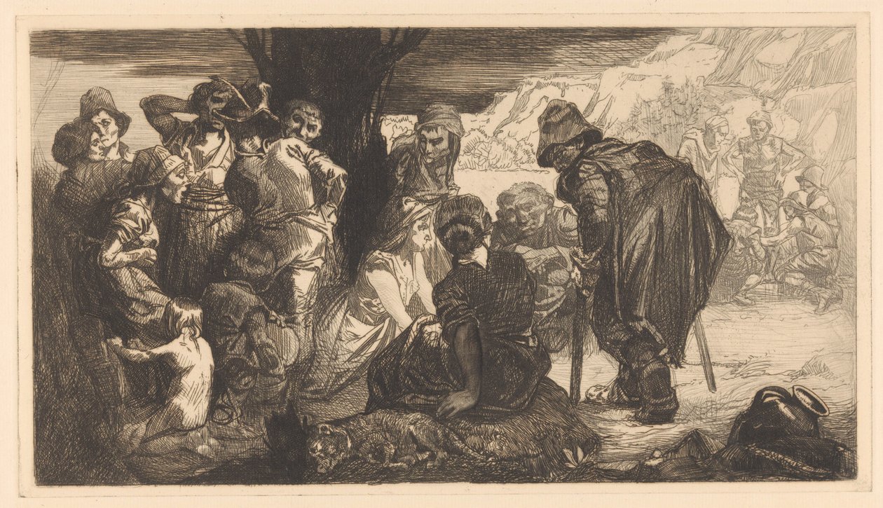 Mannen, vrouwen en kinderen bij een boom von Johannes Josephus Aarts