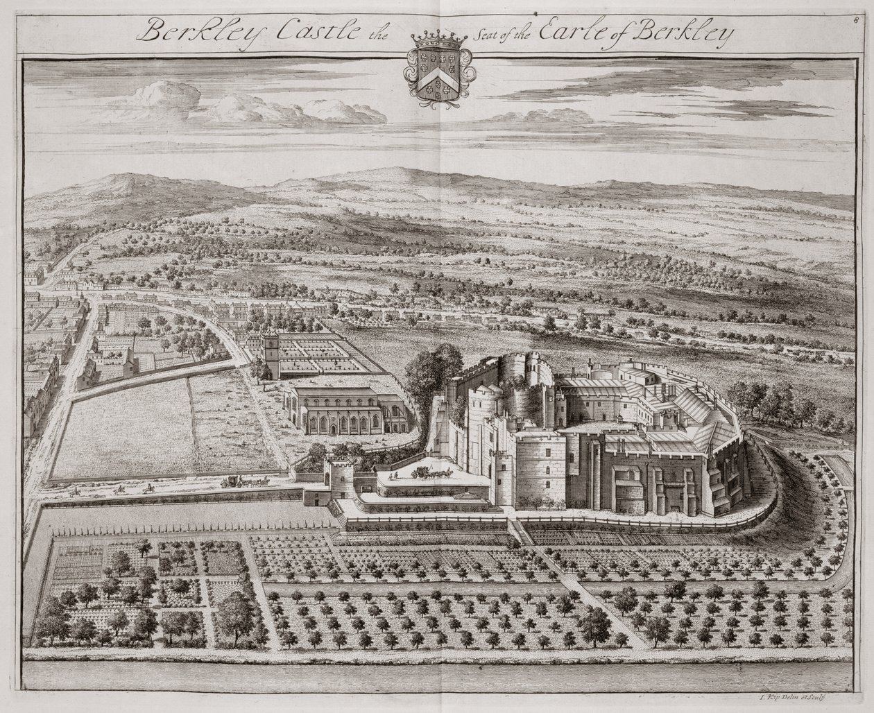 Berkeley Castle, Sitz des Earl of Berkeley von Johannes Kip