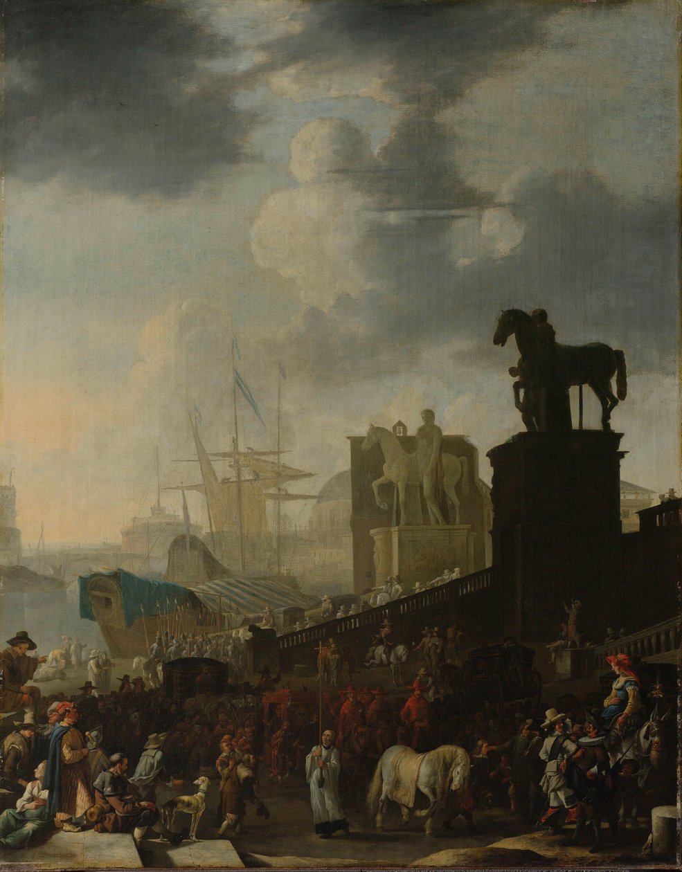Der Aufstieg zum Kapitol mit dem Grauen Pferd des neu gewählten Papstes von Johannes Lingelbach