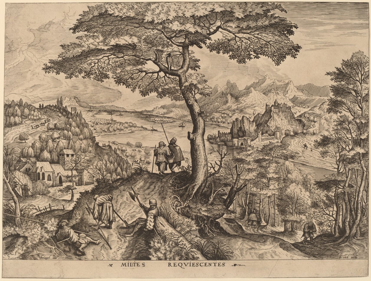 Milites Requiescentes (Ruhende Soldaten) von Johannes and Lucas van Doetechum after Pieter Bruegel the Elder