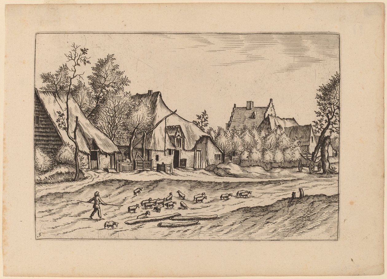 Höfe in einem Dorf von Johannes van Doetechum, the Elder and Lucas
