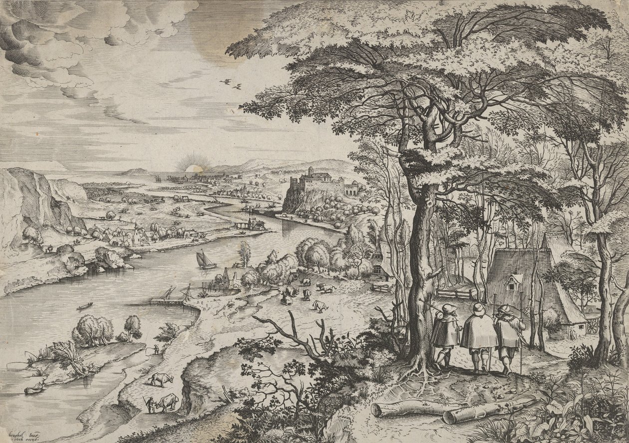 Euntes in Emaus Landschaft mit Pilgern in Emmaus, ca. 1555-56 von Johannes and Lucas van Doetecum