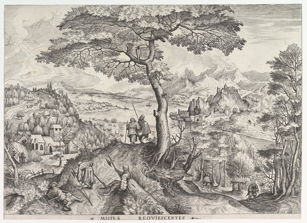 Soldaten bei der Rast Milites requiescentes aus Die großen Landschaften, ca. 1555-56 von Johannes van Doetecum I
