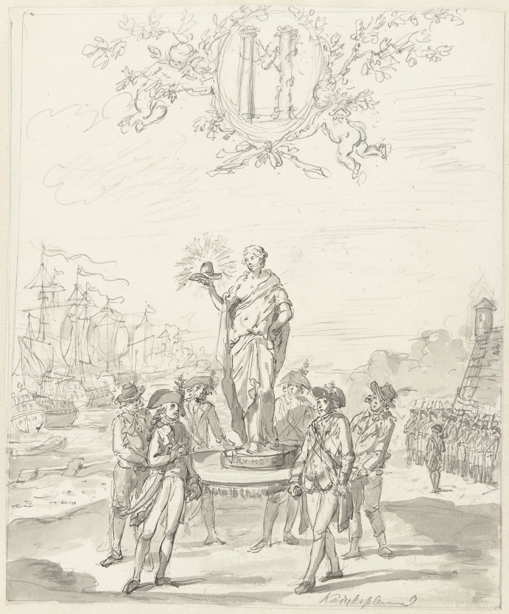 Allgemeine Bewaffnung, Dekoration auf dem Kadijksplein, 1795 von Johannes van Dregt (rejected attribution)