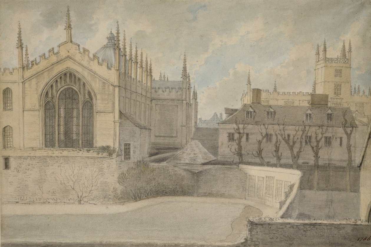 Blick aus der Wohnung des Wächters, New College, 20. November 1786 von John Baptist Malchair