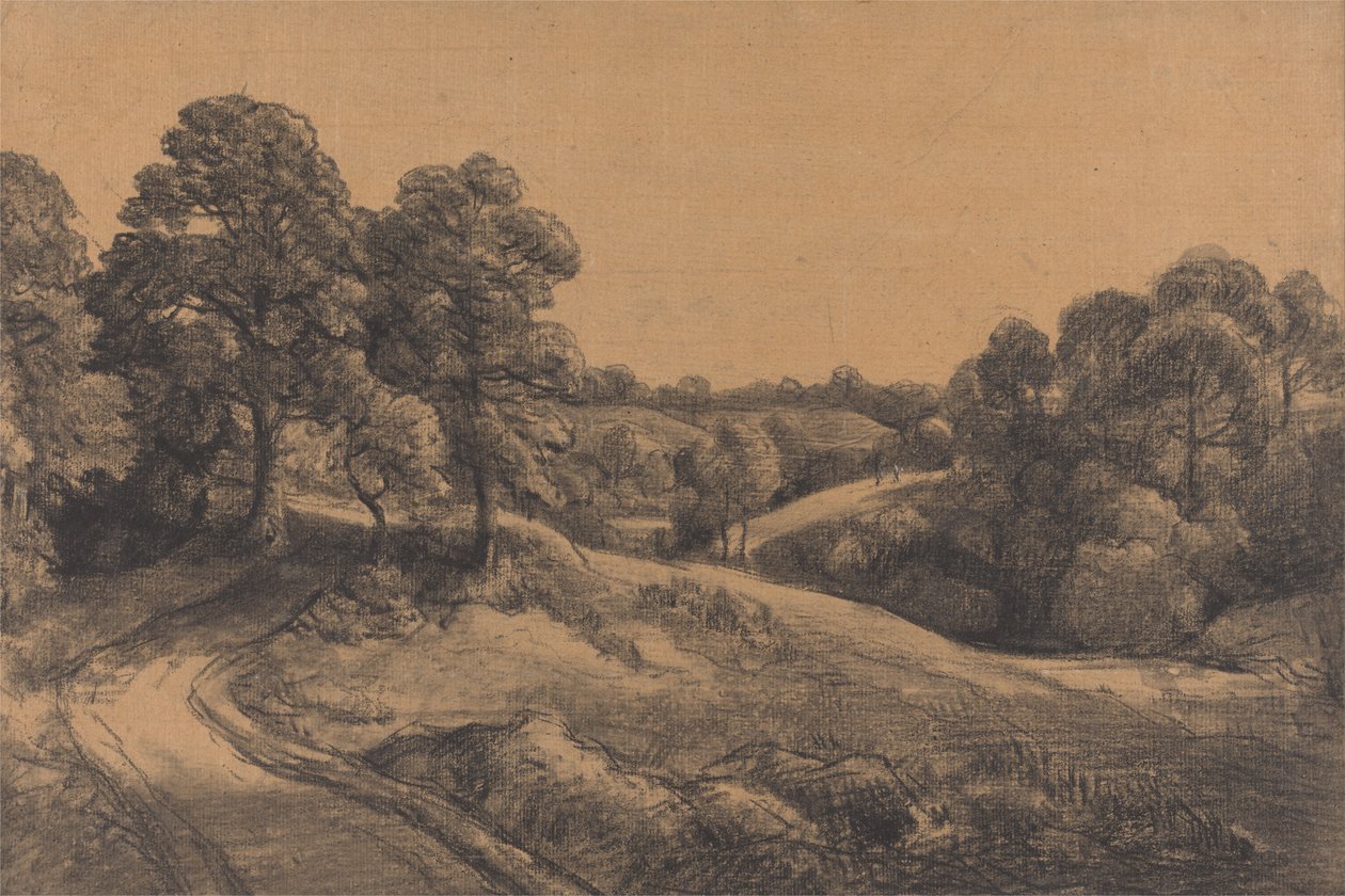 Bewaldeter Hang mit zurückweichender Straße von John Constable