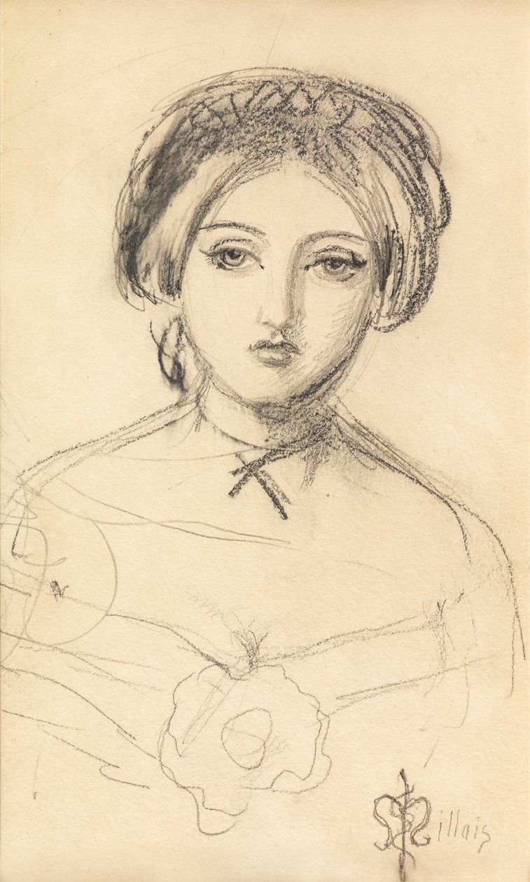 Eine englische Schönheit im Stil von John Leech, um 1853 von John Everett Millais