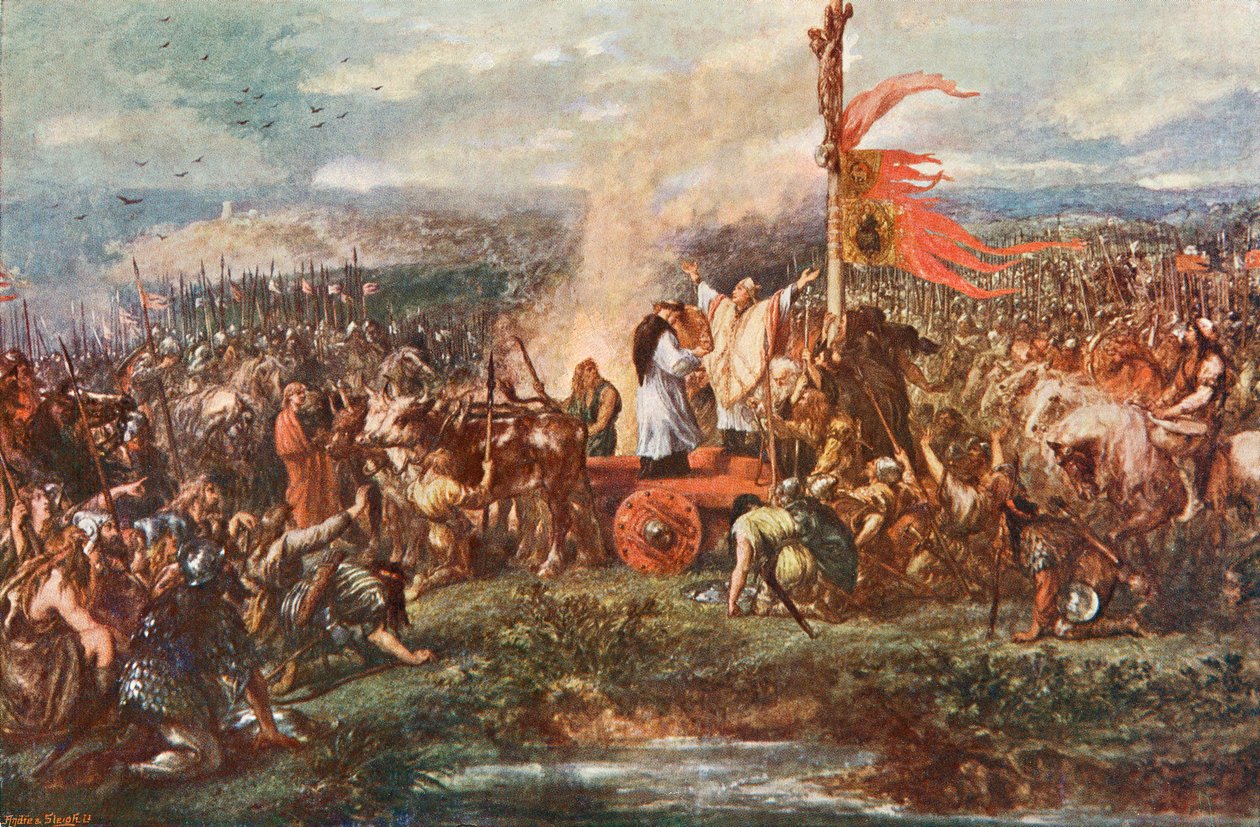 Die Schlacht von Northallerton, 22. August 1138, Cowton Moor bei Northallerton, Yorkshire, England von John Gilbert