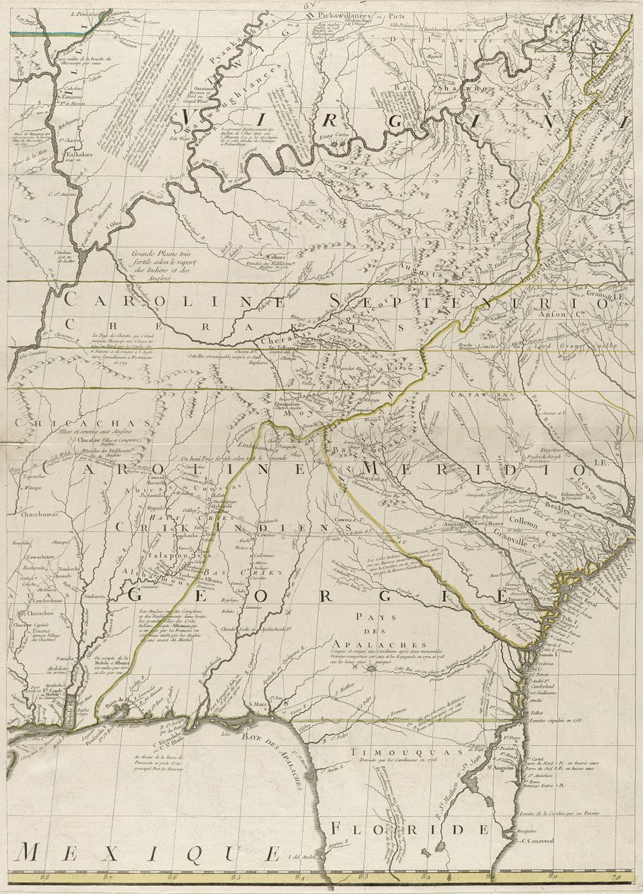 Karte der britischen und französischen Herrschaftsgebiete in Amerika, 1756 von John Mitchell