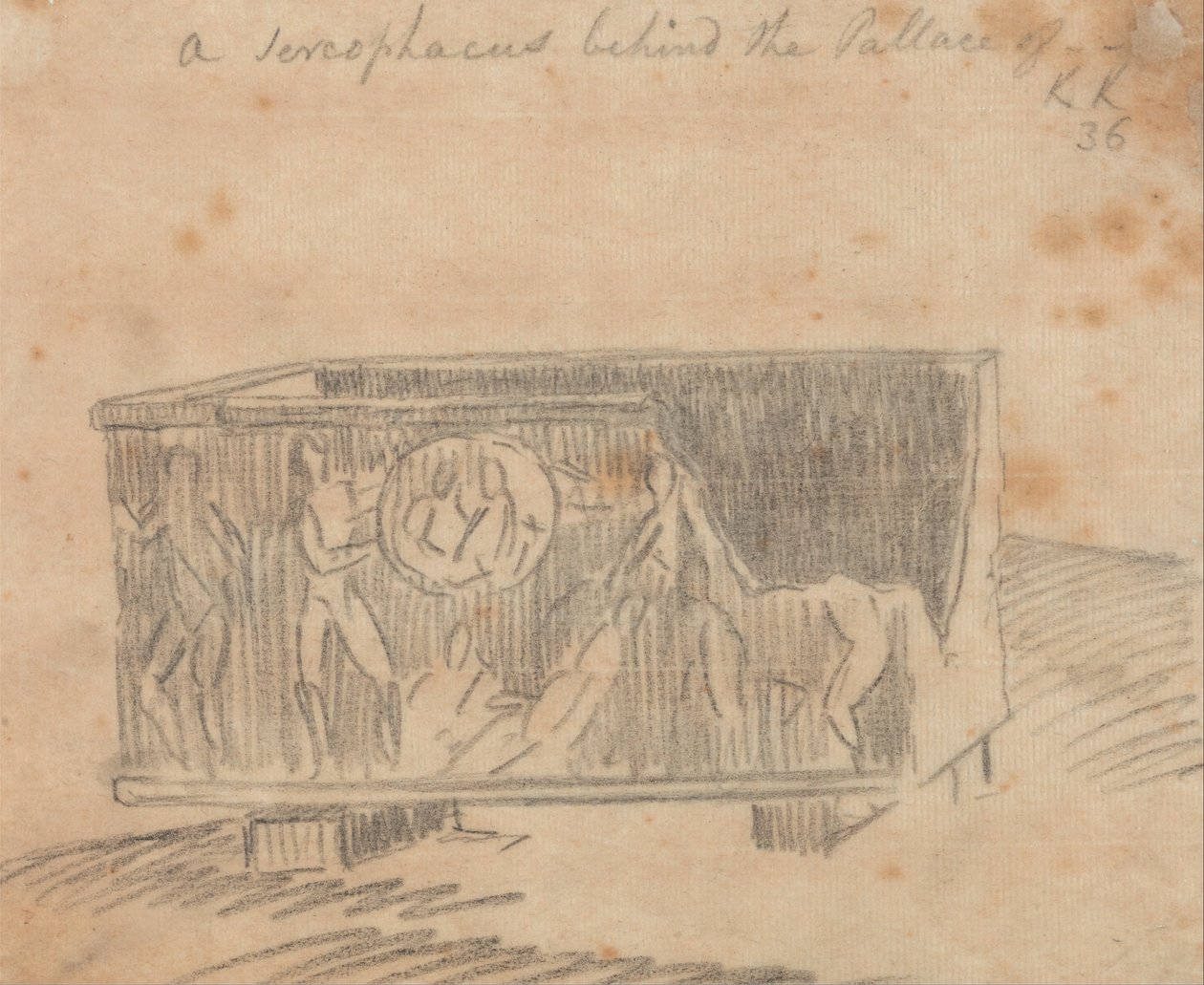Ein Sarkophag hinter dem Palast von John Robert Cozens