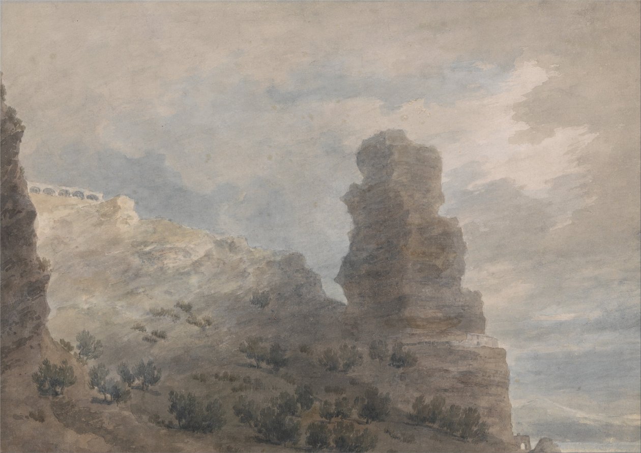 Ein Blick vom Gasthof in Terracina von John Robert Cozens