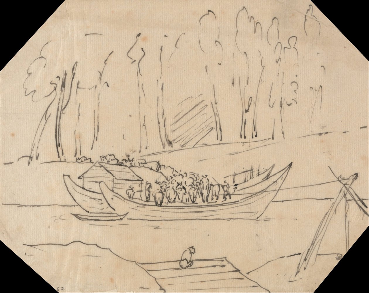 Vieh auf einem Boot von John Robert Cozens