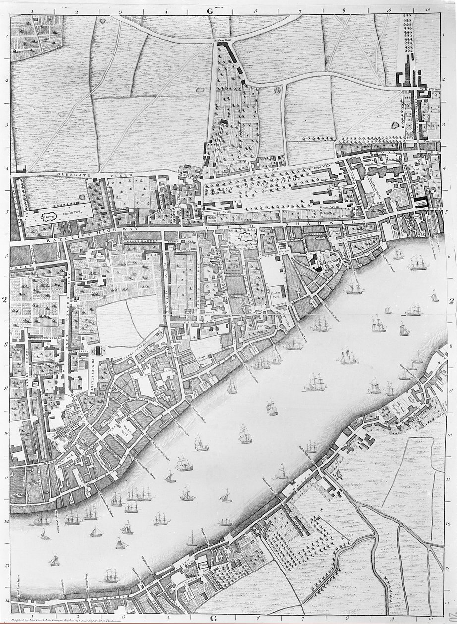 Karte von Wapping, London, 1746 von John Rocque: Kunstdruck