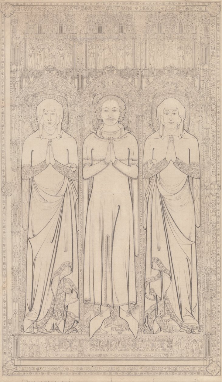 Das Grabmessing von Robert Braunche und seinen zwei Frauen in der St. Margarets Kirche, Lynn, Norfolk von John Sell Cotman