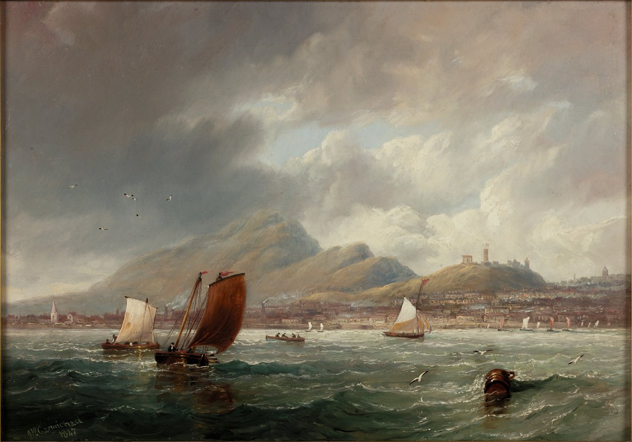 Leith und Edinburgh vom Firth of Forth, 1847 von John Wilson Carmichael