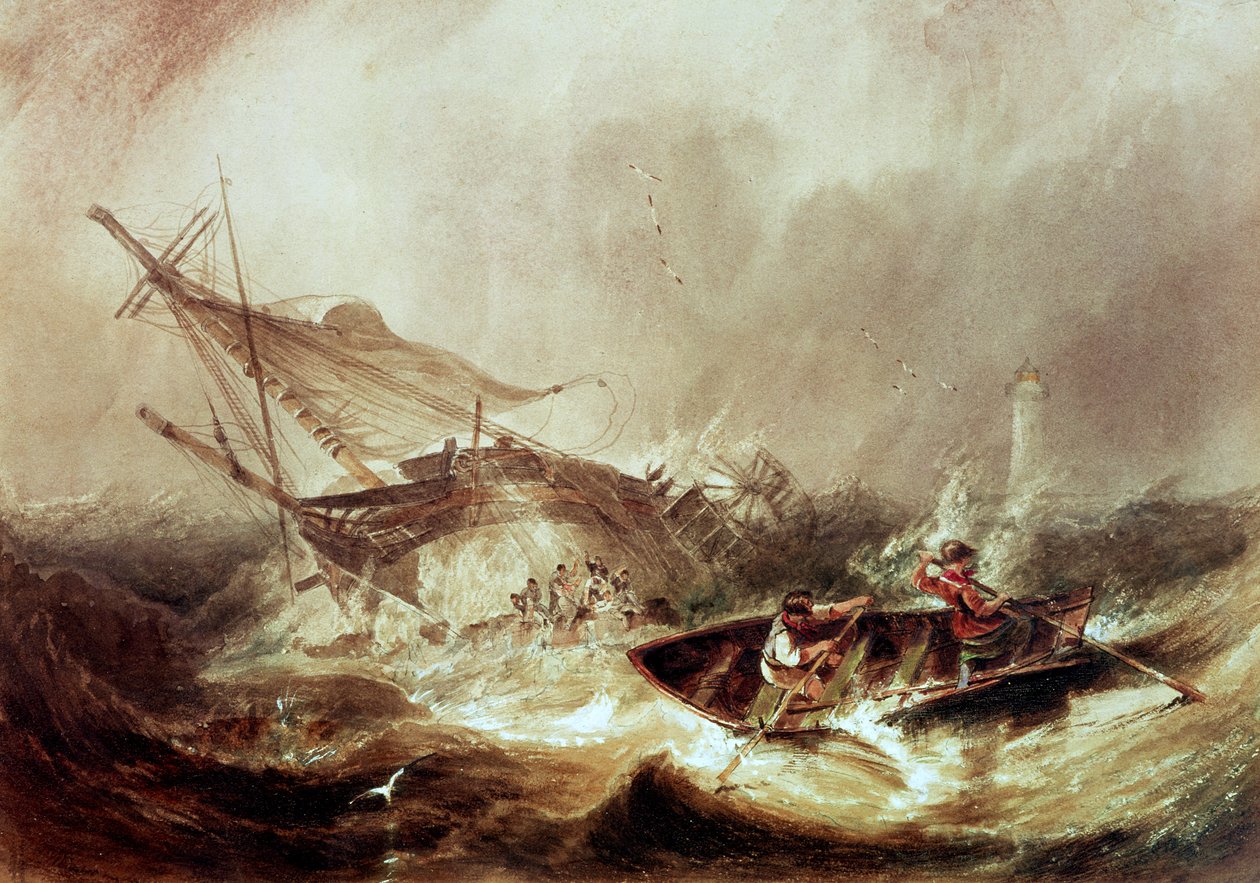 Rudern zur Rettung von Schiffbrüchigen vor der Küste von Northumberland von John Wilson Carmichael