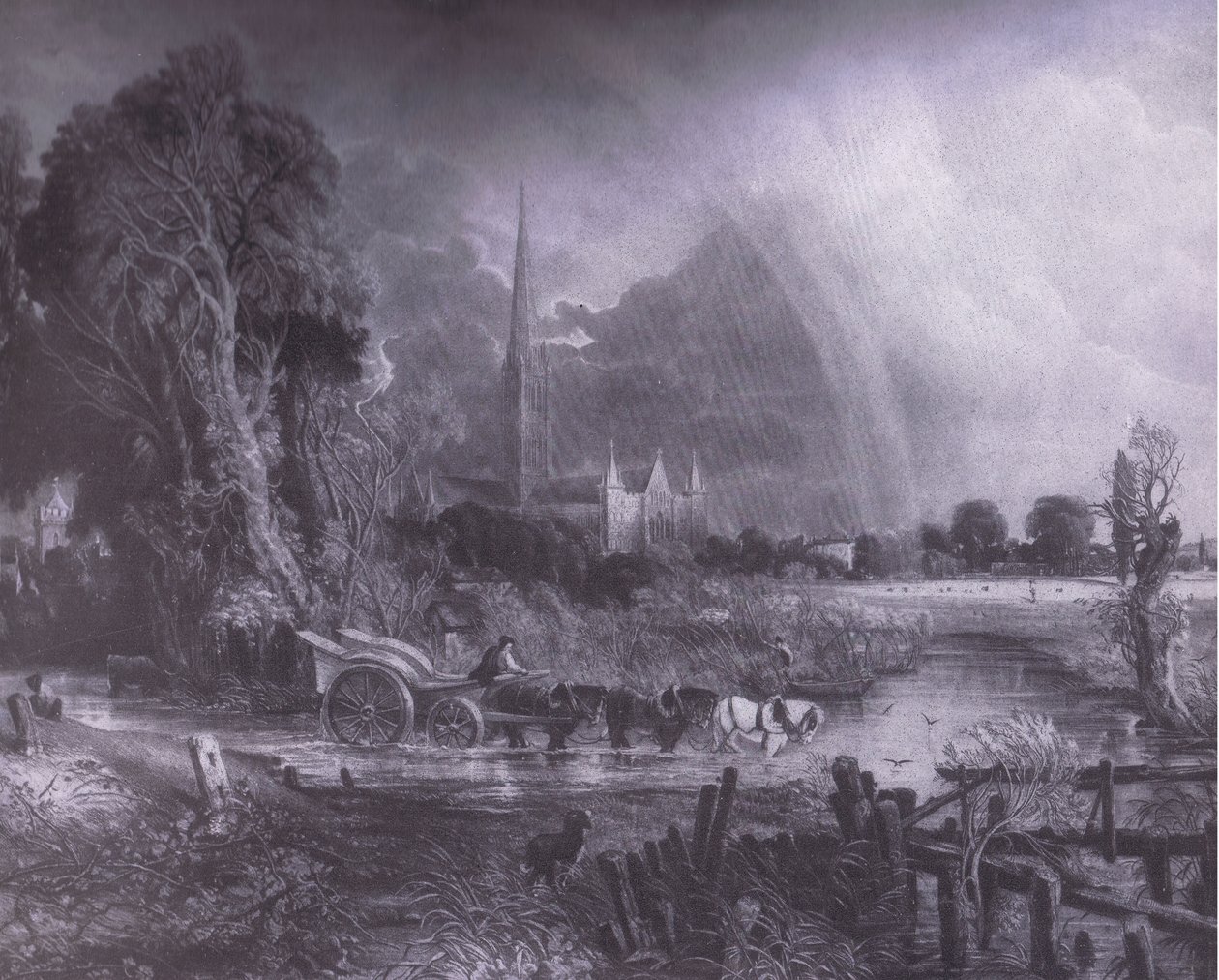 Kathedrale von Salisbury von den Wiesen, Bibbys Jahrbuch von John (after) Constable