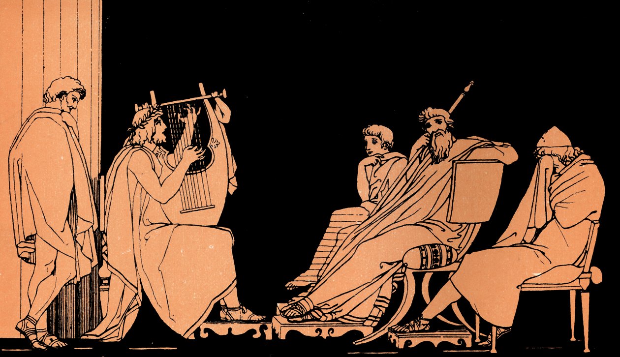 Odysseus weint beim Lied des Demodokos, Homers Odyssee, nach Flaxman von John (after) Flaxman