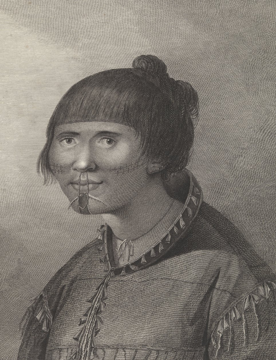 Eine Frau von Oonalashka, spätes 18. Jahrhundert (Gravur) von John (after) Webber