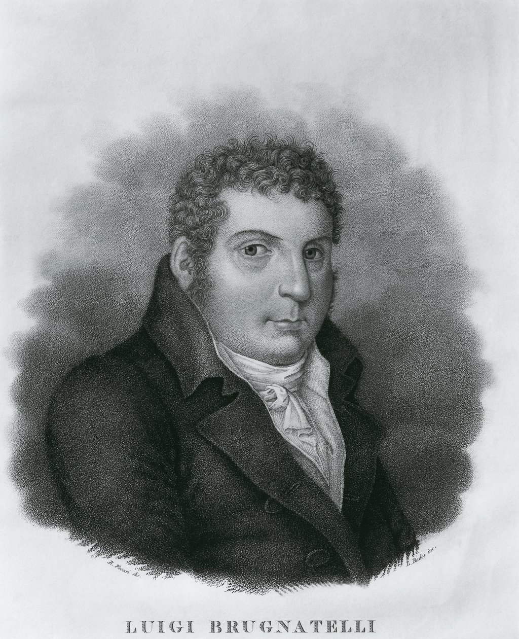 Porträt von Luigi Valentino Brugnatelli (1761-1818), italienischer Chemiker und Erfinder der Galvanoplastik, Radierung von Luigi Rados (1773-1840) nach einer Zeichnung von Roberto Focosi (1806-1862) von Walter Charles Mills